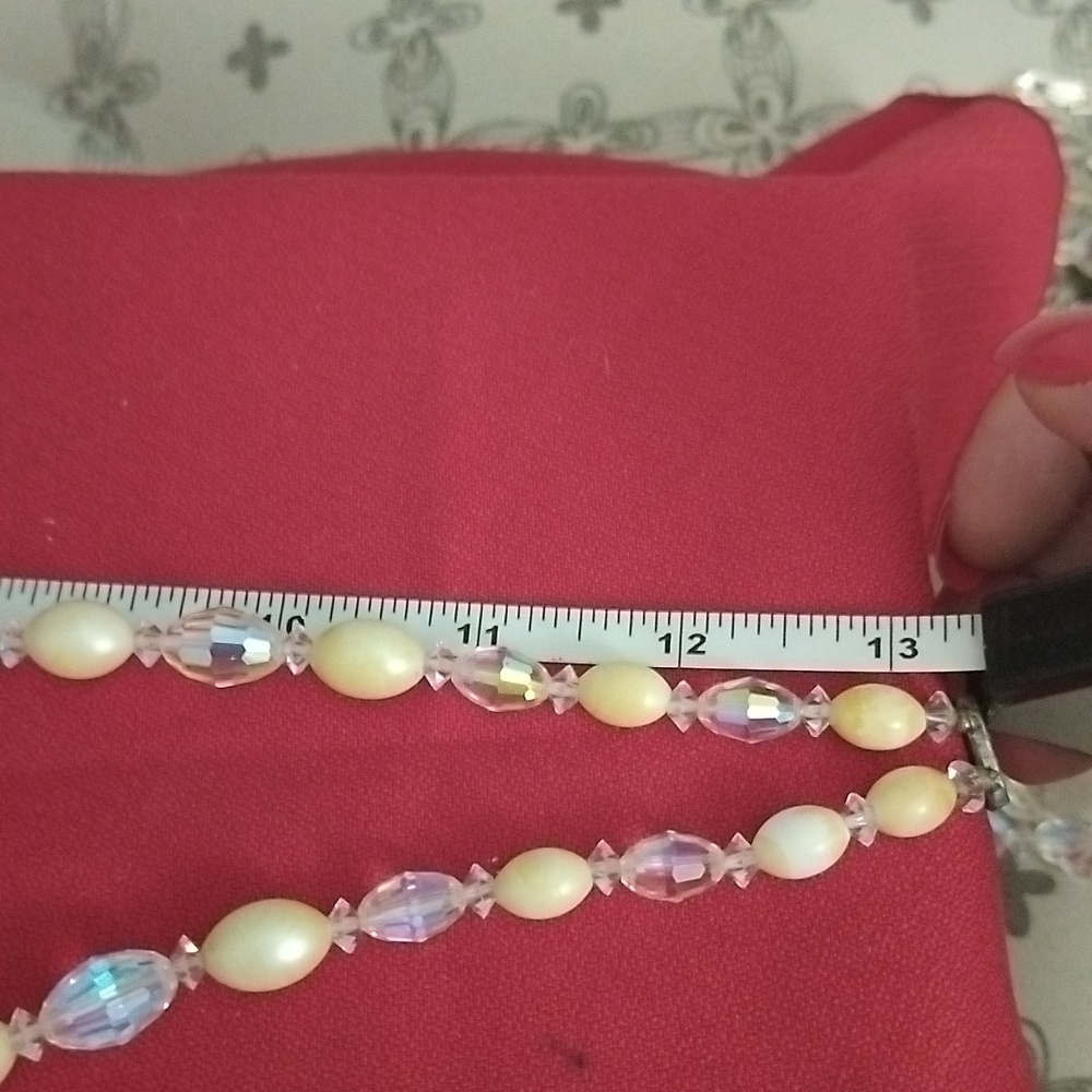 Vtg 2 Strand AB Crystal and Faux Pearl Choker - Picture 6 of 8